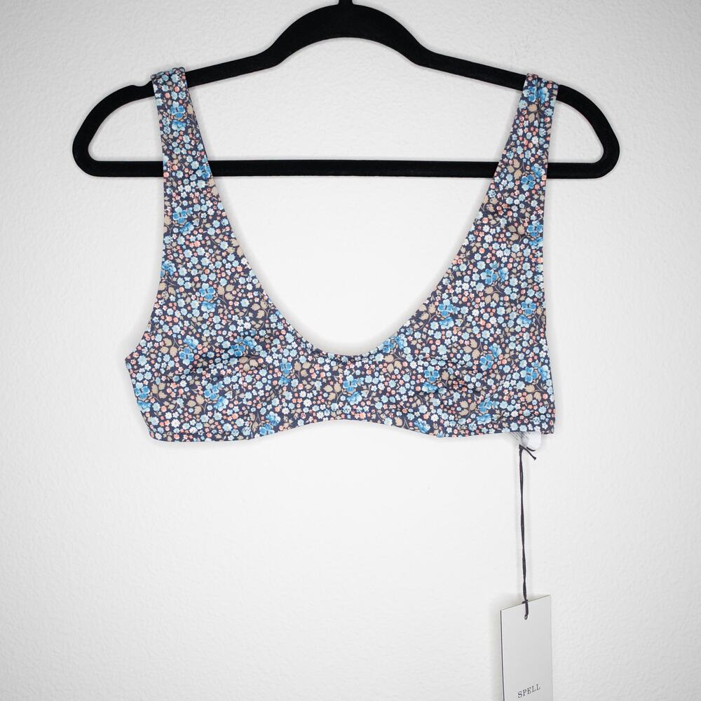 Spell Poppy Bikini Set Scoop Top Cheeky Pant Floral Top SZ L Bottom SZ M NWT - Picture 3 of 9
